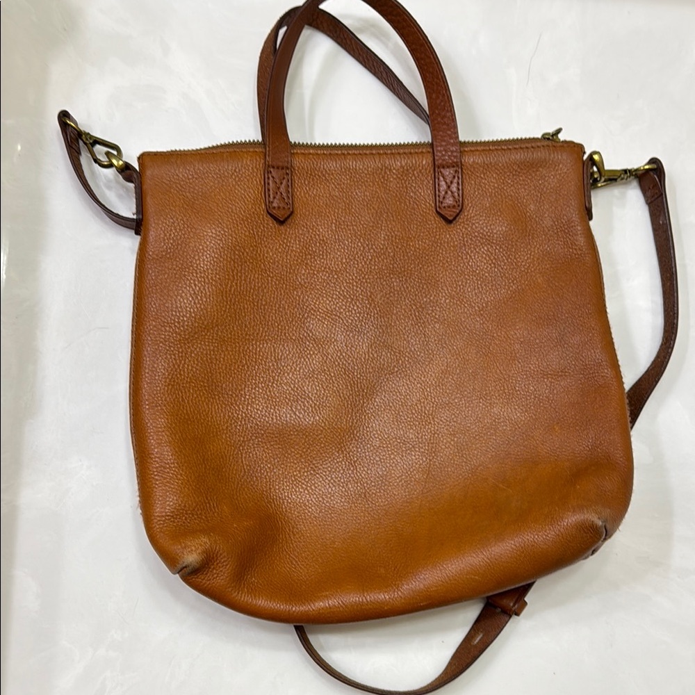 Madewell Tan Leather Shoulder Bag with Adjustable Strap